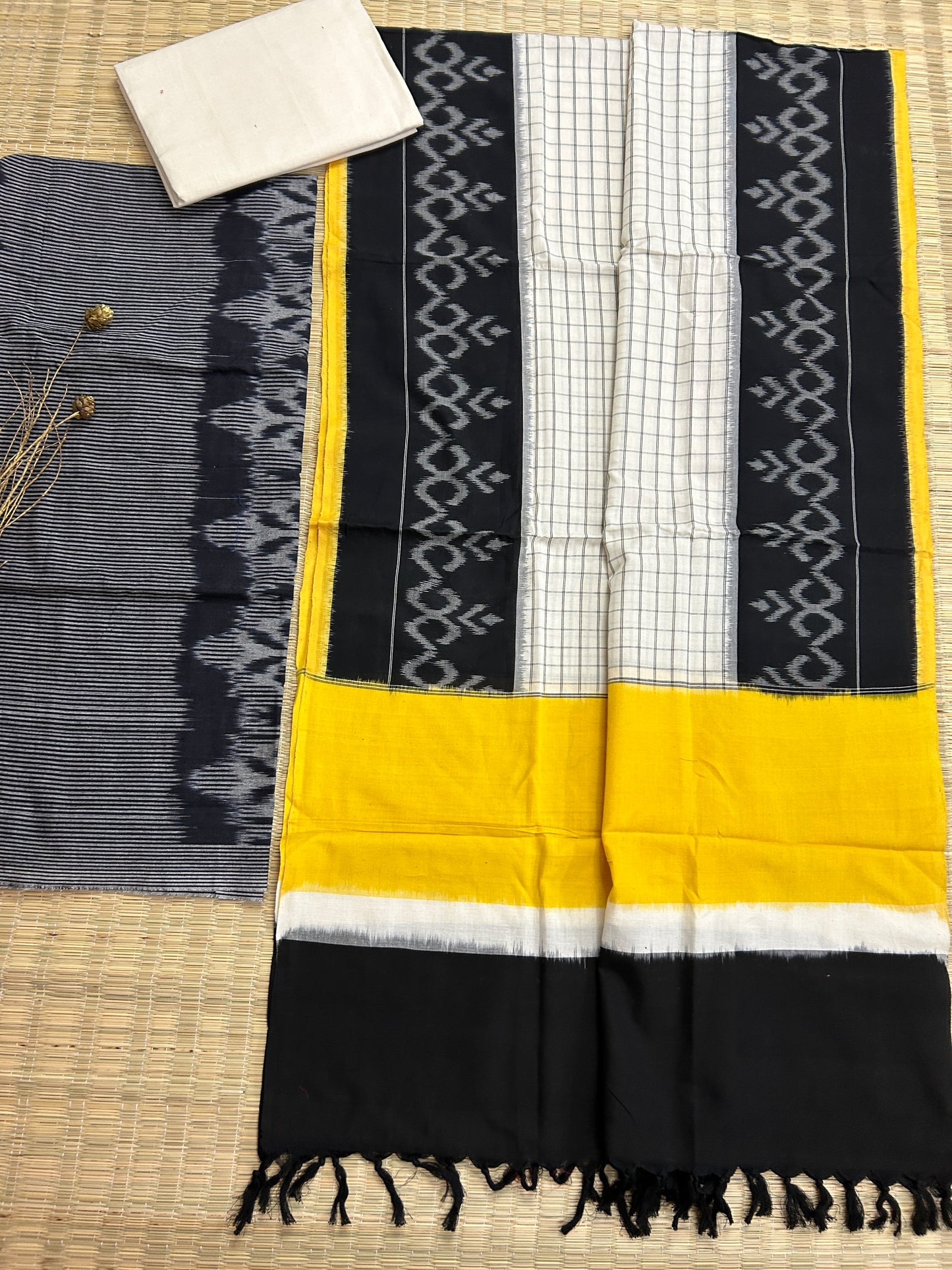 Double Ikat Cotton Dress Material with Uzbek Top