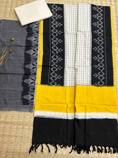 Double Ikat Cotton Dress Material with Uzbek Top