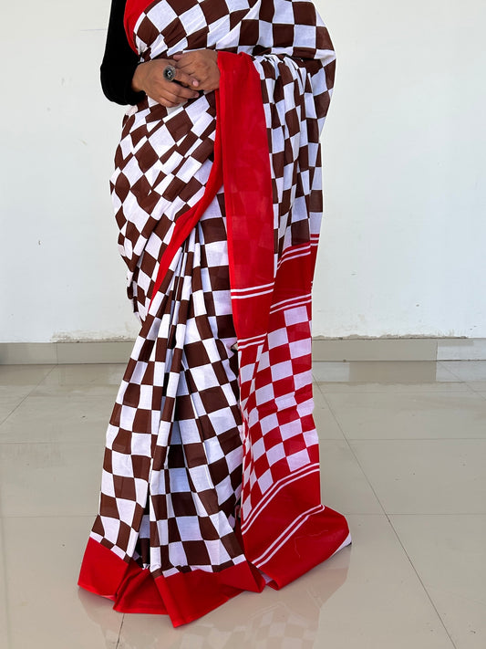 Hand Block Print Cotton Saree with Blouse