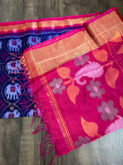 Pochampally Silk Cotton Saree with Blouse