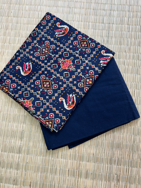 Navy Blue Patola Print Top Bottom Set(TB-3)