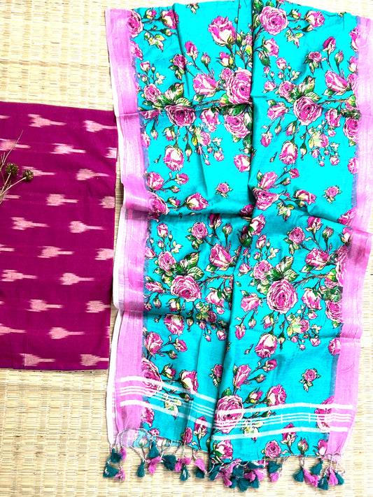 Ikat Top with Linen Dupatta