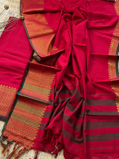 Narayanpeth Cotton Dress Material with Woven Border