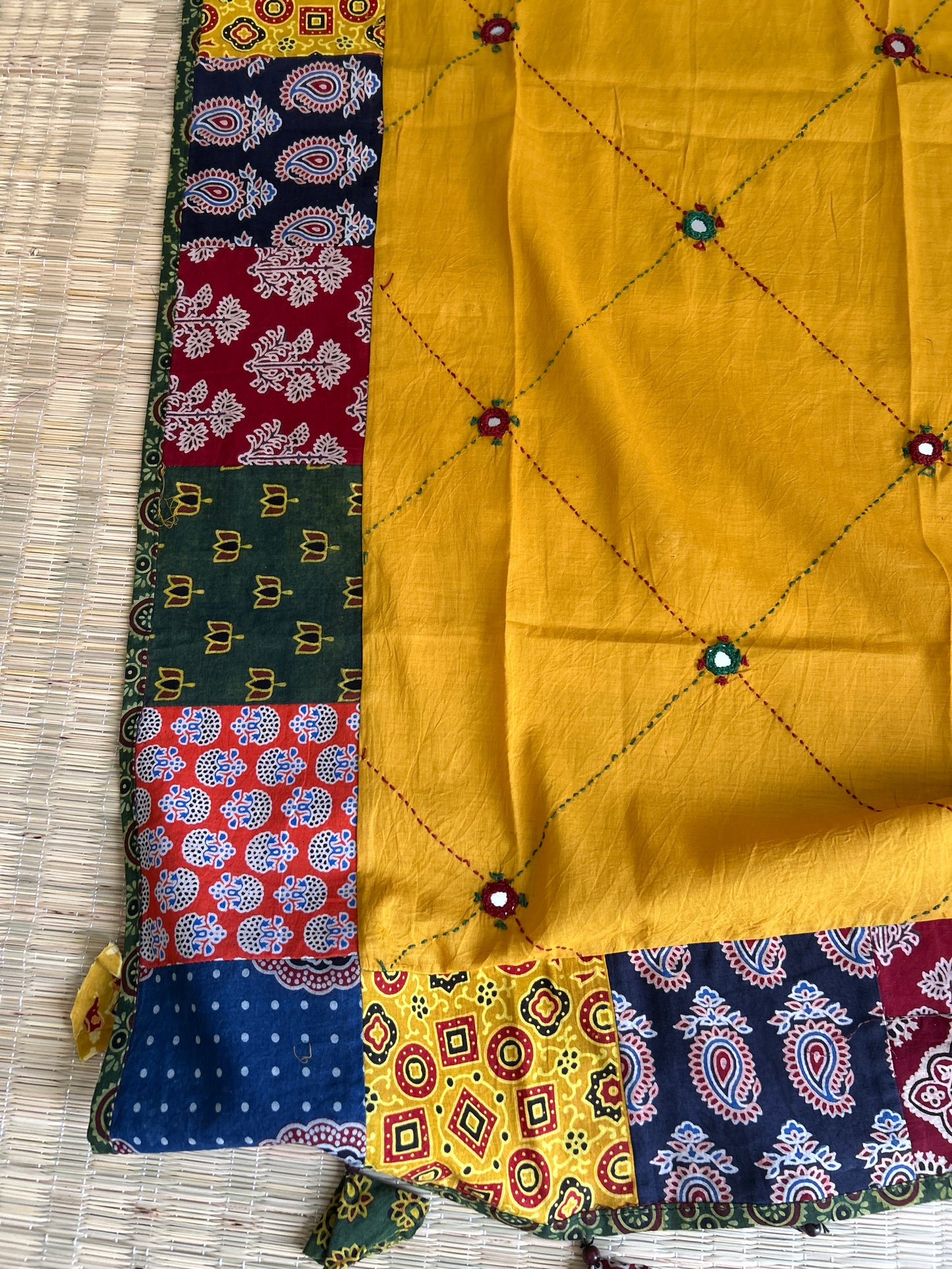 Ajrakh Cotton Dress Material with Mirror work Dupatta