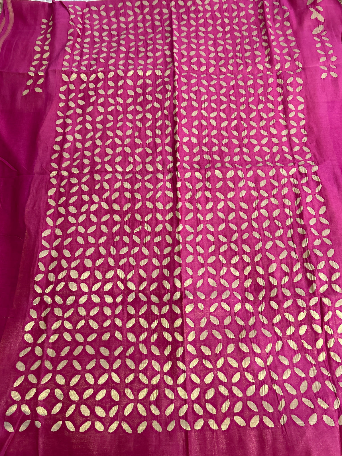 Pink Appliqué Work Chanderi Silk Kurti Fabric