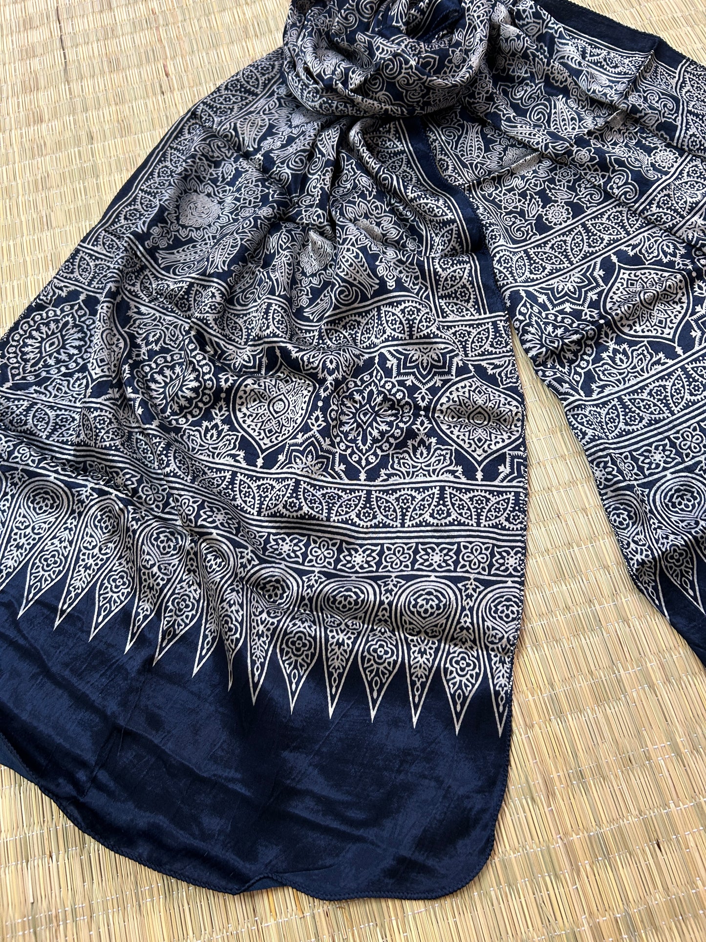 Ajrakh Mashroo Silk Stole