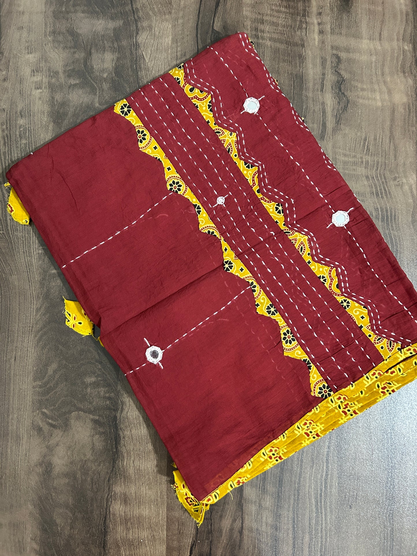 Appliqué and Mirror Work Cotton Dupatta