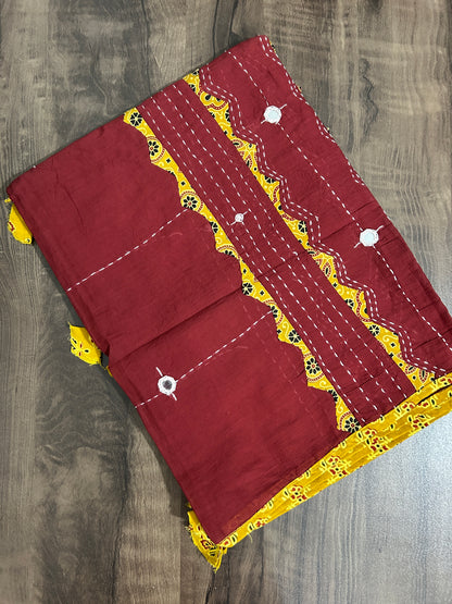 Appliqué and Mirror Work Cotton Dupatta