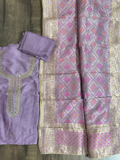 Khadi silk banarasi dress material