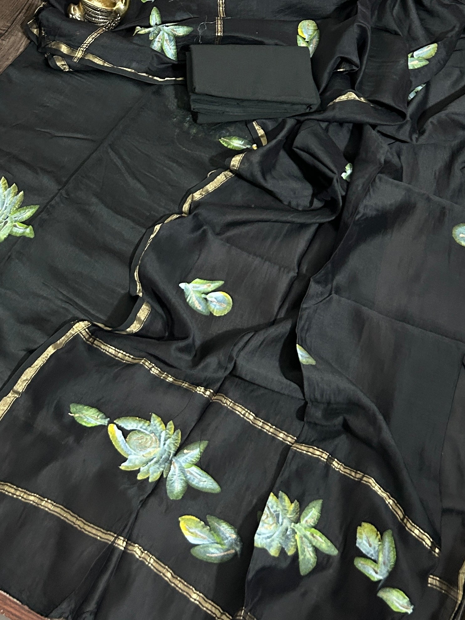 Hand Painted Chanderi Silk Cotton Dress Material