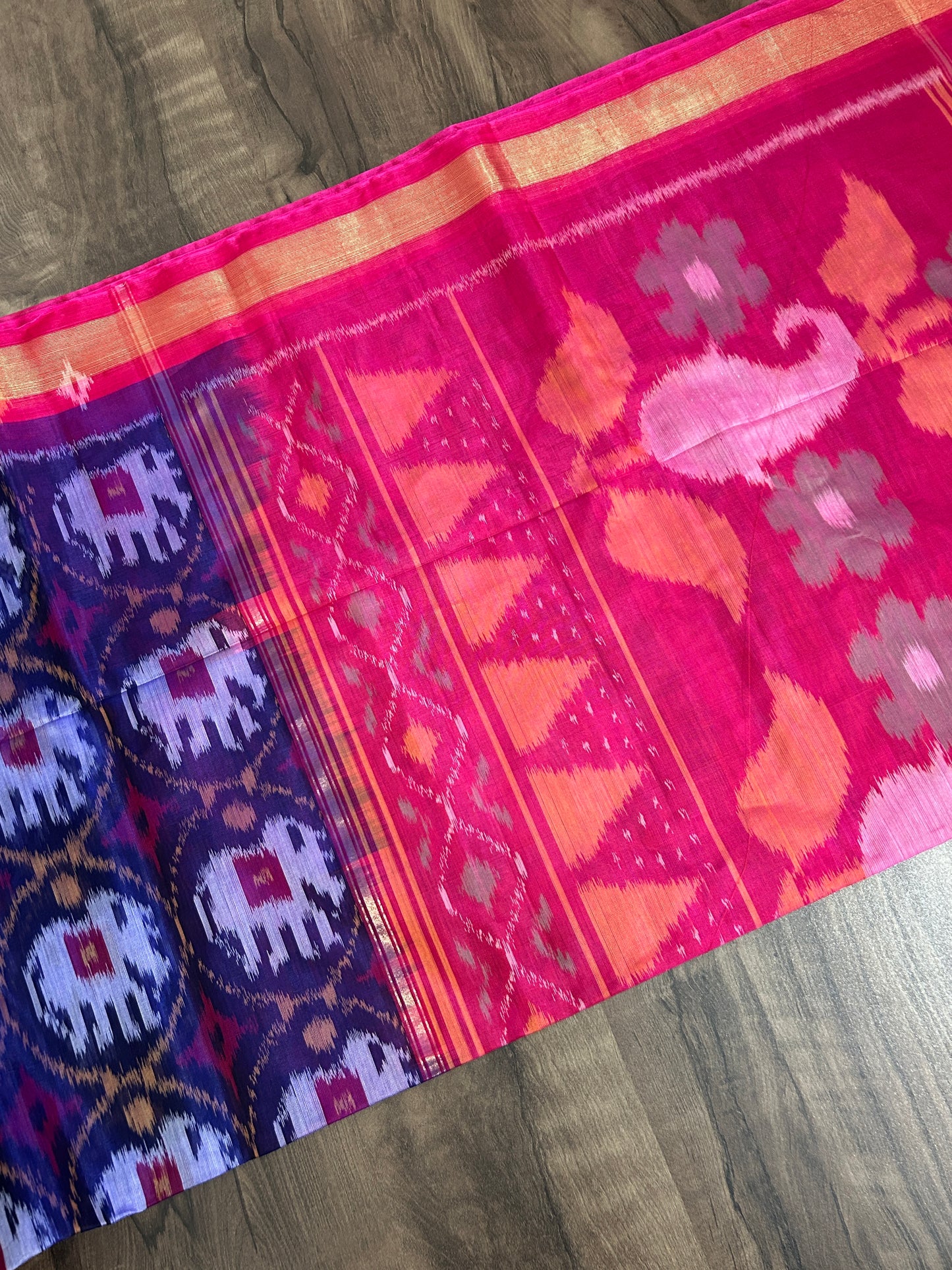 Pochampally Silk Cotton Saree with Blouse