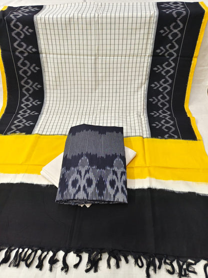 Double Ikat Cotton Dress Material with Uzbek Top