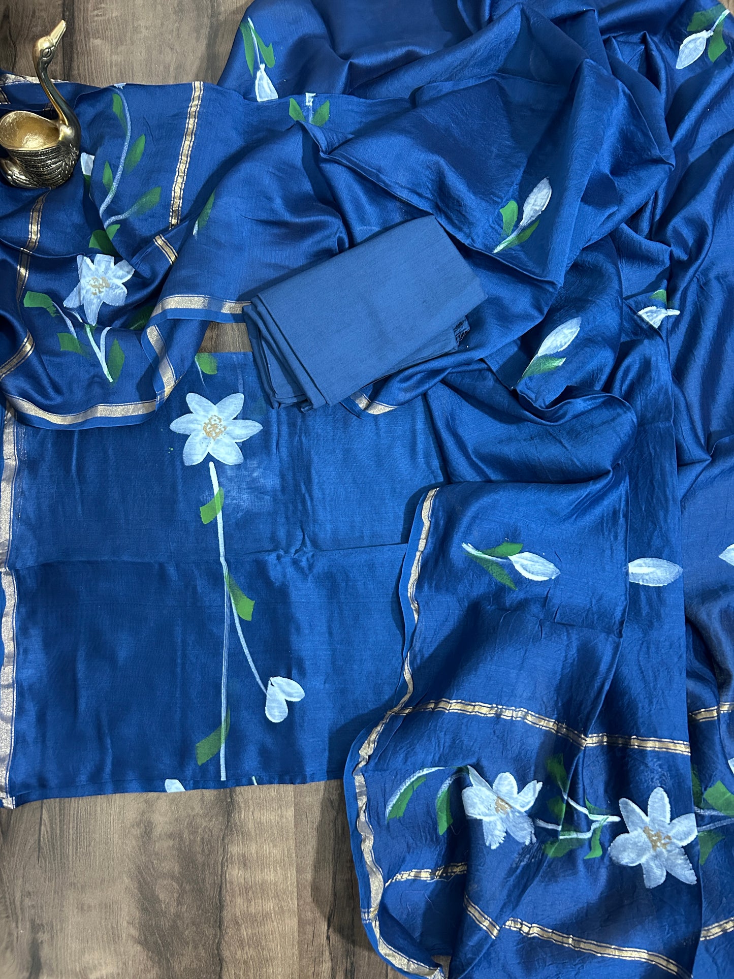Hand Painted Chanderi Silk Cotton Dress Material