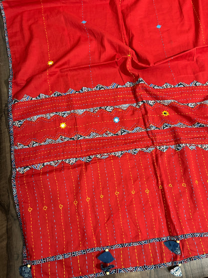 Appliqué and Mirror Work Cotton Dupatta