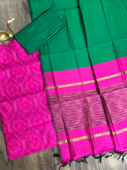 Ikat Cotton Silk Dress Material