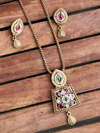 Gold Polish Necklace with Earrings