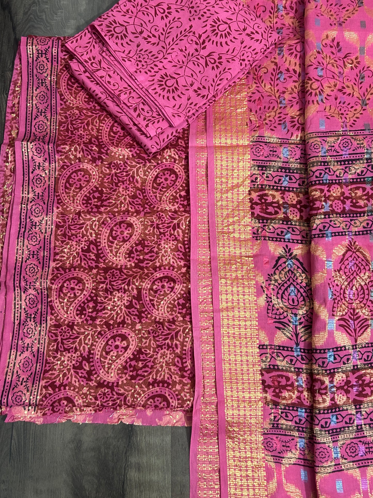 Bagh Print Cotton Dress Material