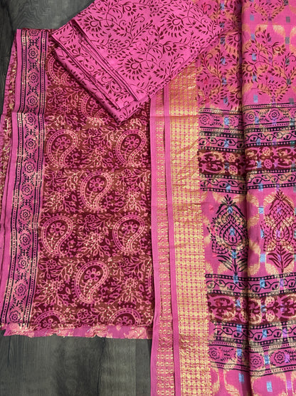 Bagh Print Cotton Dress Material