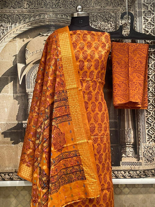 Bagh Print Cotton Dress Material