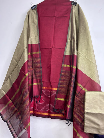 Ikat Cotton Silk Dress Material