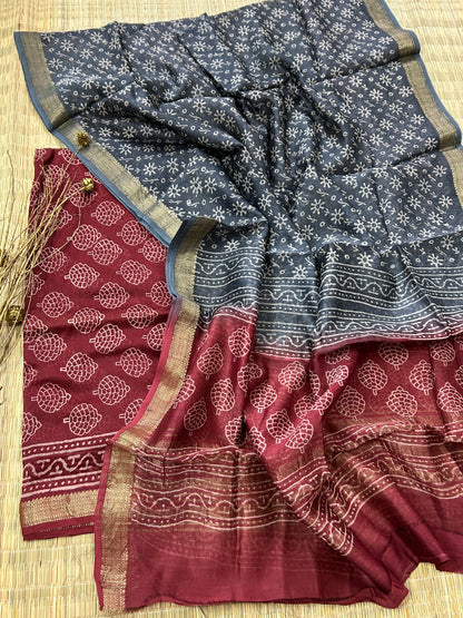 Hand BlockPrinted Maheshwari Silk Cotton Dress Material