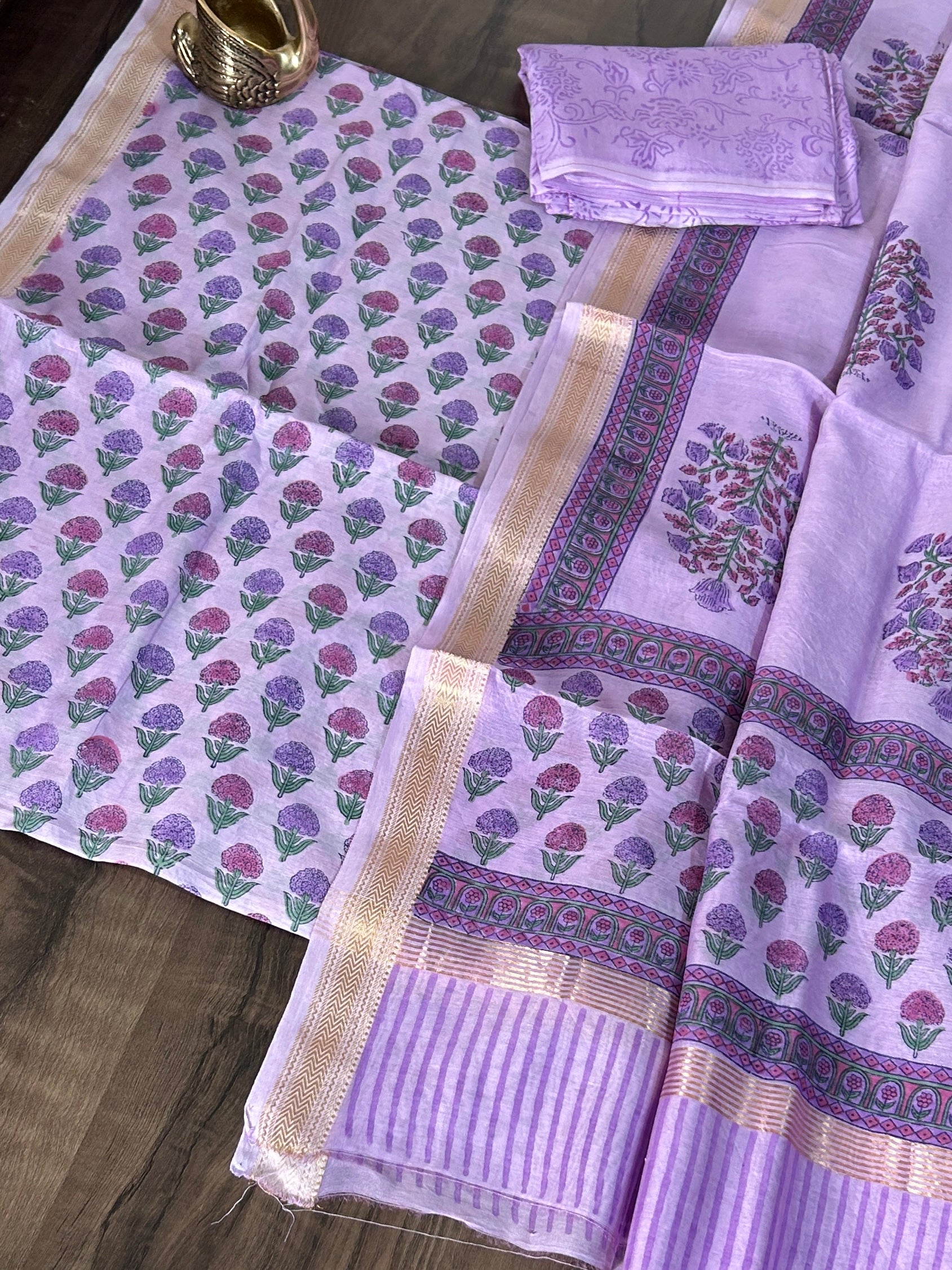 Hand Painted Maheshwari Silk Cotton Dress Material