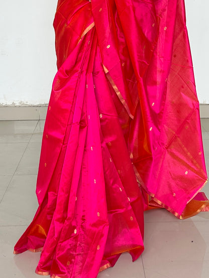 Chanderi Handloom Pure Silk Saree with Blouse