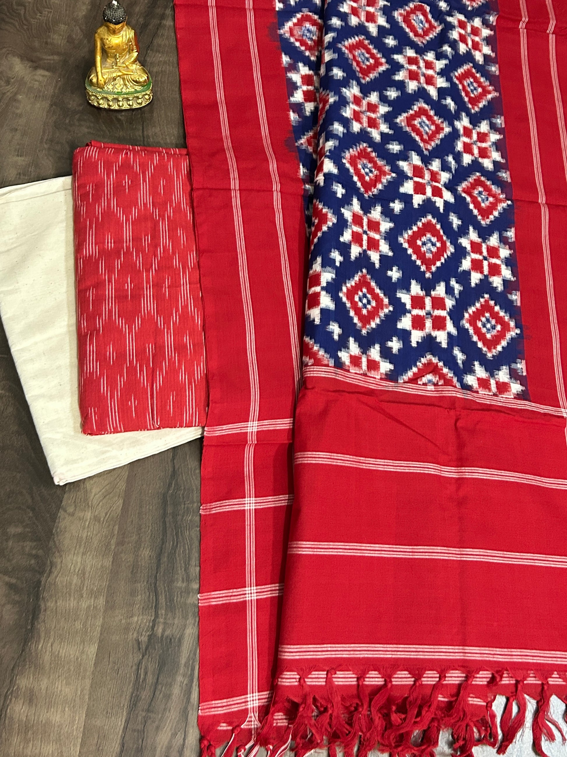 Telia Rumal Double Ikat Mercerised Cotton Dress Material