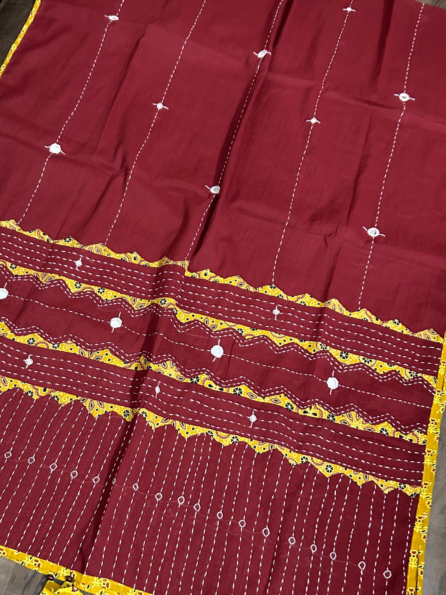Appliqué and Mirror Work Cotton Dupatta