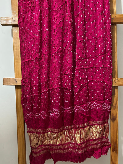 Modal Silk Bandhani Dupatta with Lagdi Patta
