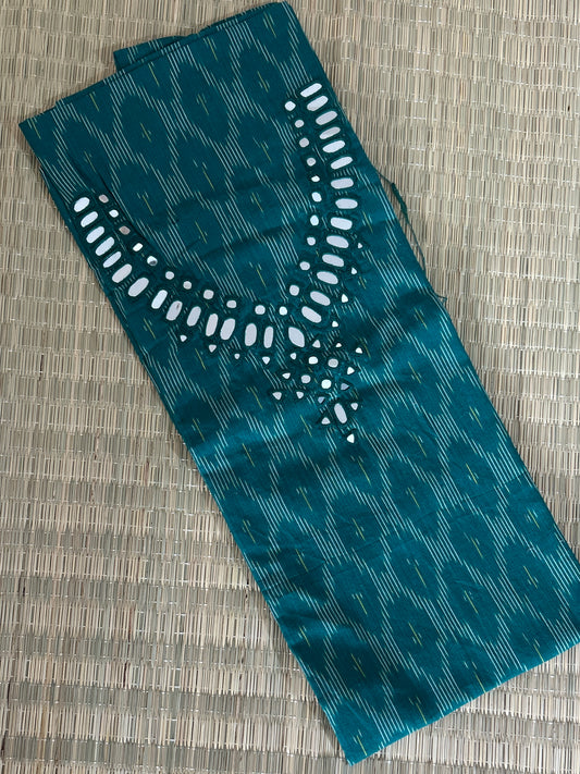 Mirror work Ikat Cotton Unstitched Kurti