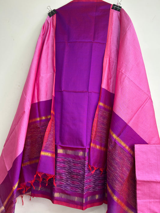 Ikat Silk Cotton Dress Material