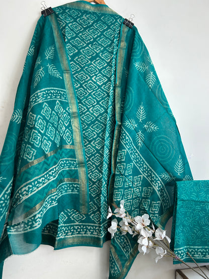 Hand BlockPrint Chanderi Silk Cotton Dress Material