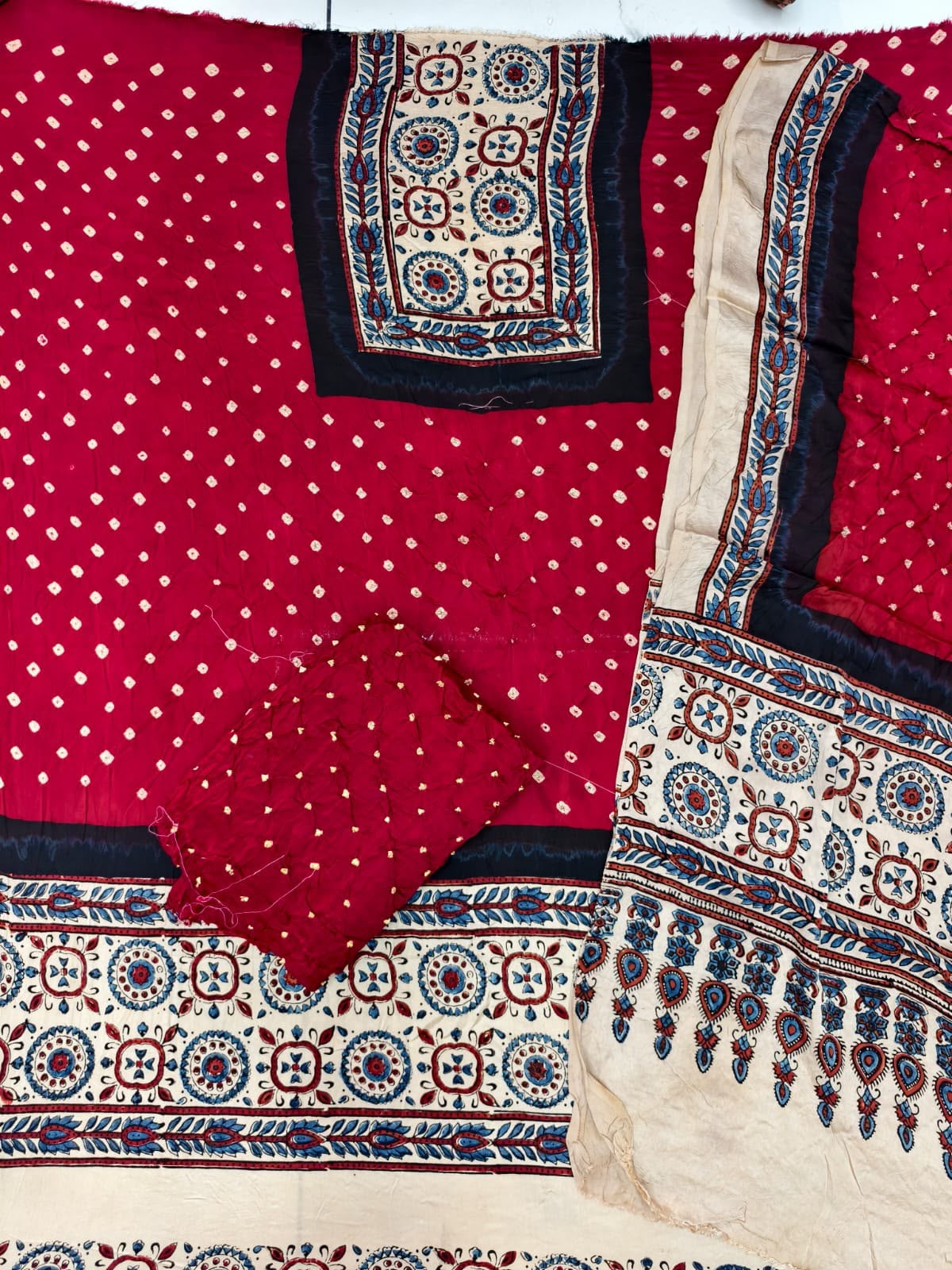 Ajrakh Bandhani Modal Silk Dress Material