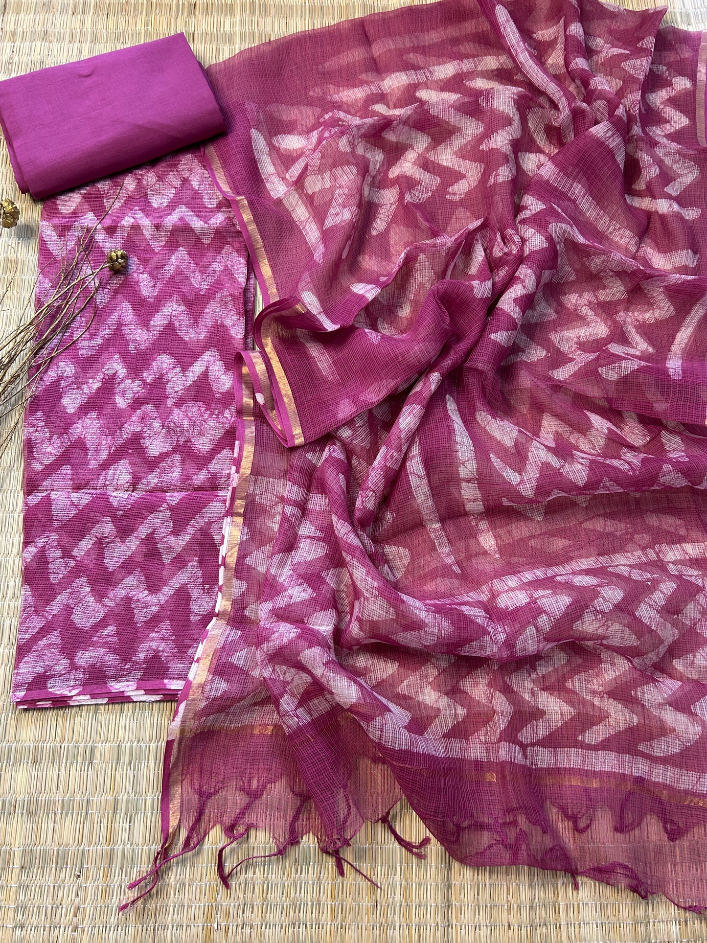 Ajrakh Print Hand BlockPrint Kota Doriya Dress Material