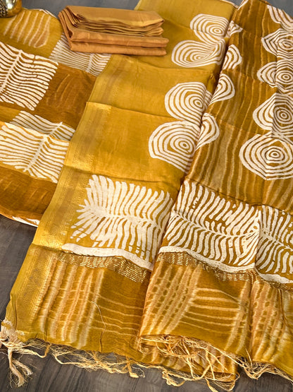 Hand Block Printed Maheshwari Silk Cotton Dress Material