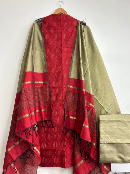 Ikat Silk Cotton Dress Material
