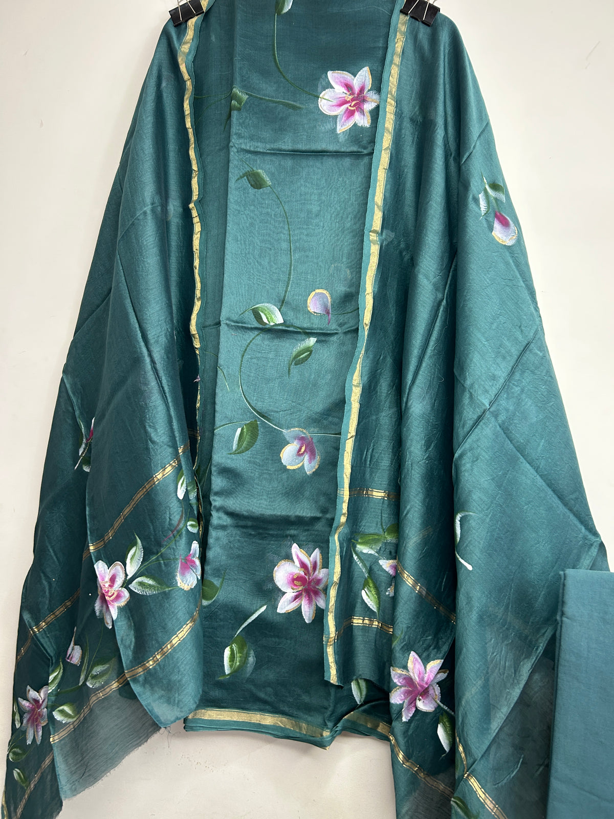 Hand Painted Chanderi Silk Cotton Dress Material