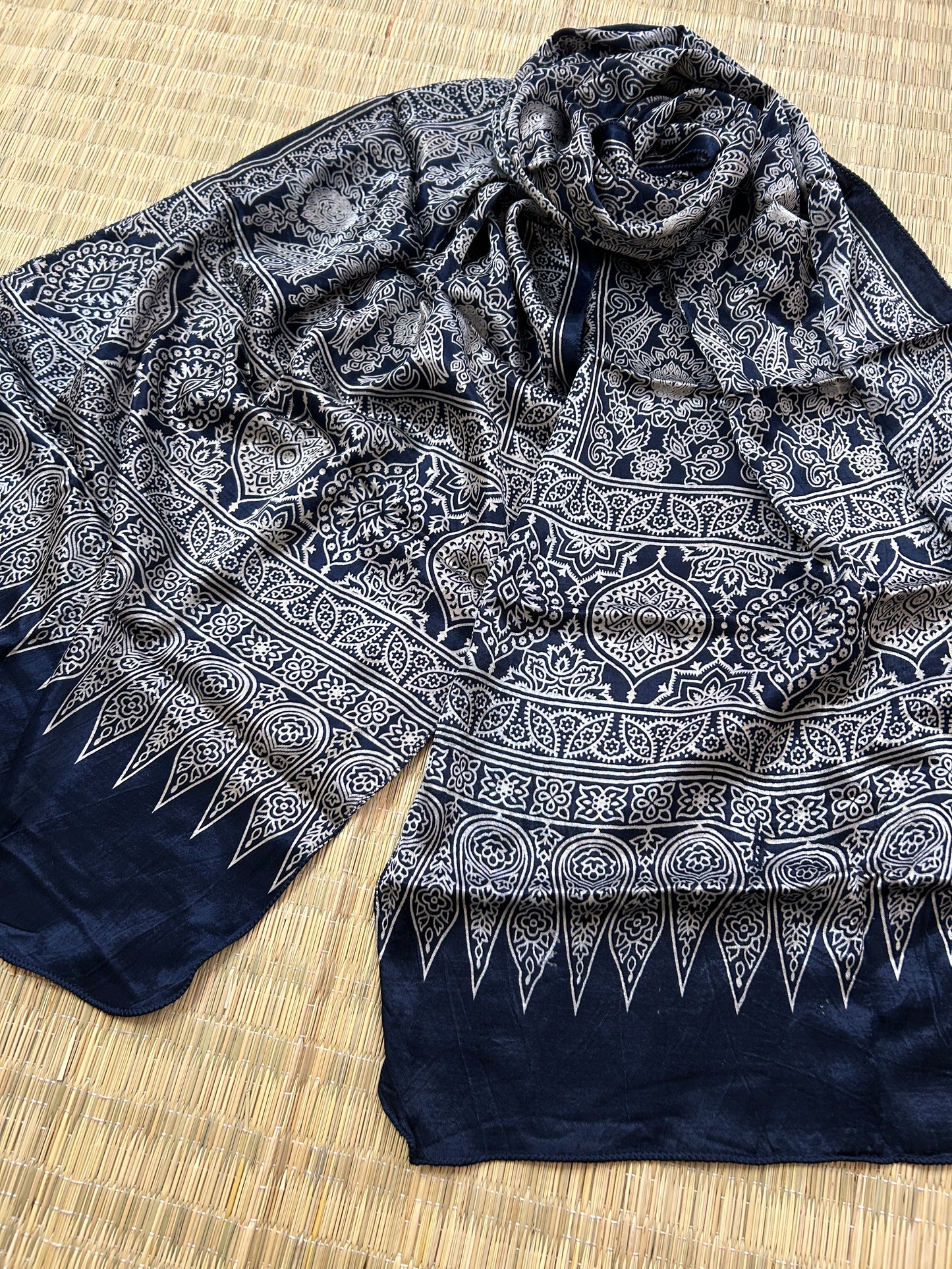 Ajrakh Mashroo Silk Stole