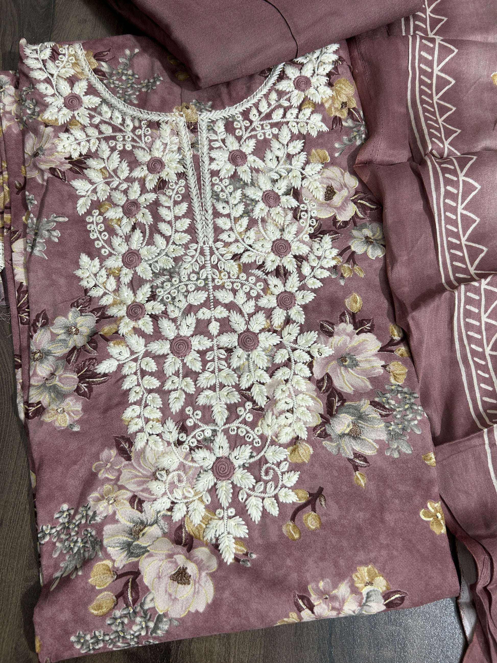 Embroidered Rayon Cotton Dress Material