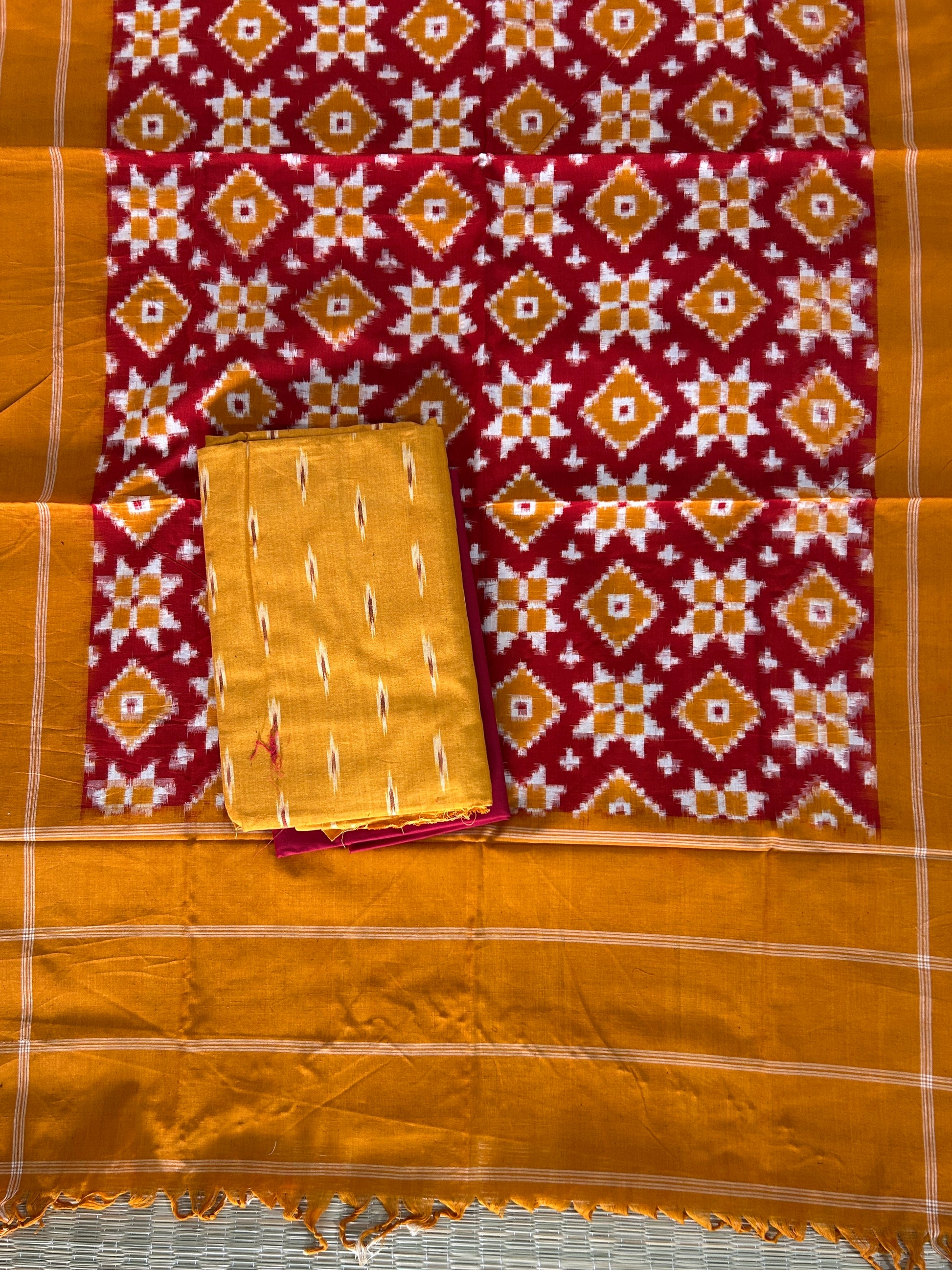 Telia Rumal Double Ikat Cotton Dress Material