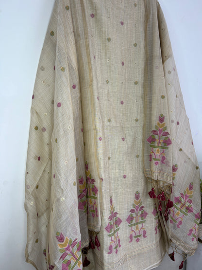 Assam Muga Silk Cotton Hand Woven Dress Material