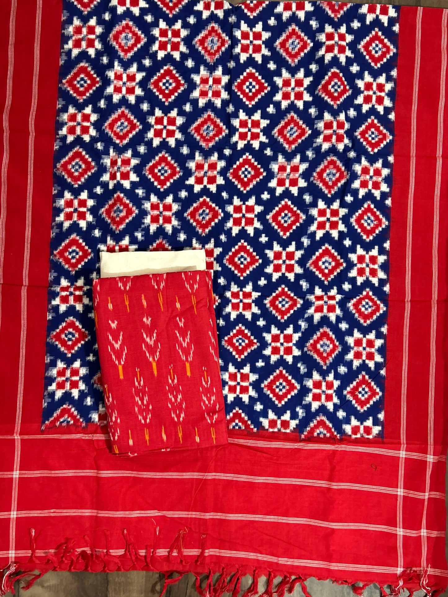 Telia Rumal Double Ikat Cotton Dress Material