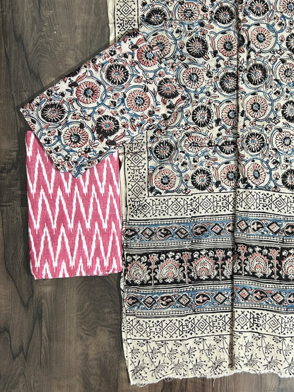 Ikat Kalamkari Cotton Dress Material