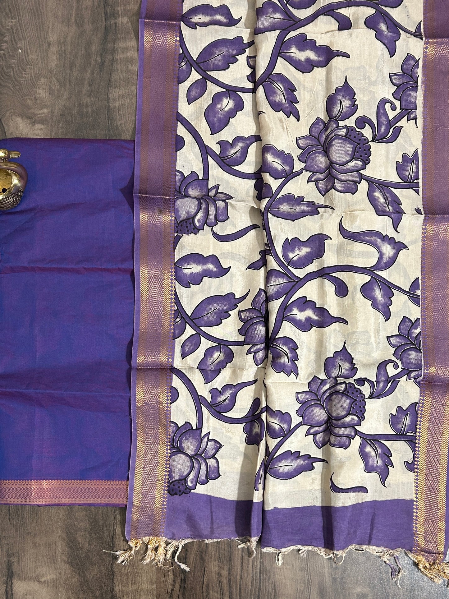 Mangalgiri Cotton Dress Material with Kalamkari silk dupatta