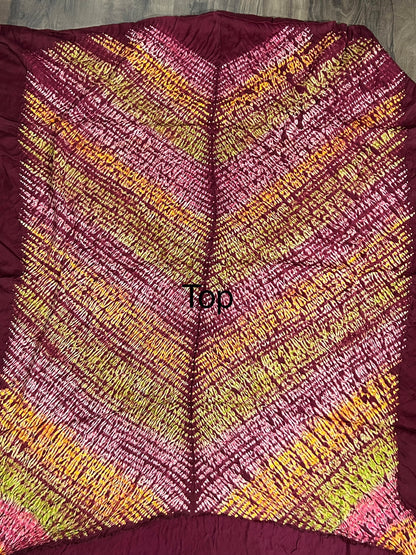 Maroon Multi Coloured Shibori Modal Silk Dress Material