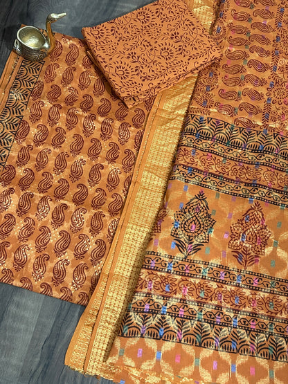 Bagh Print Cotton Dress Material
