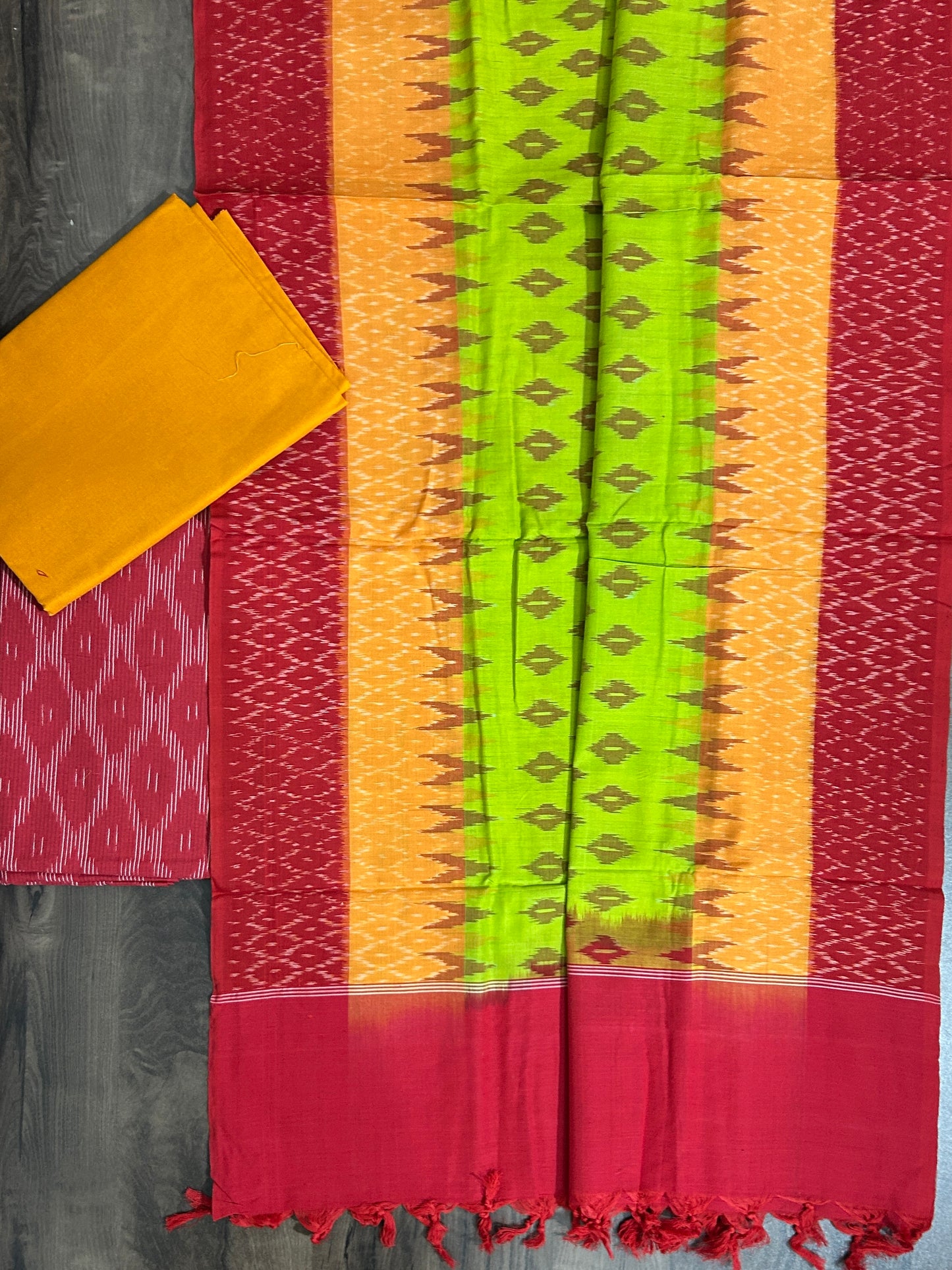 Double Ikat Cotton Dress Material