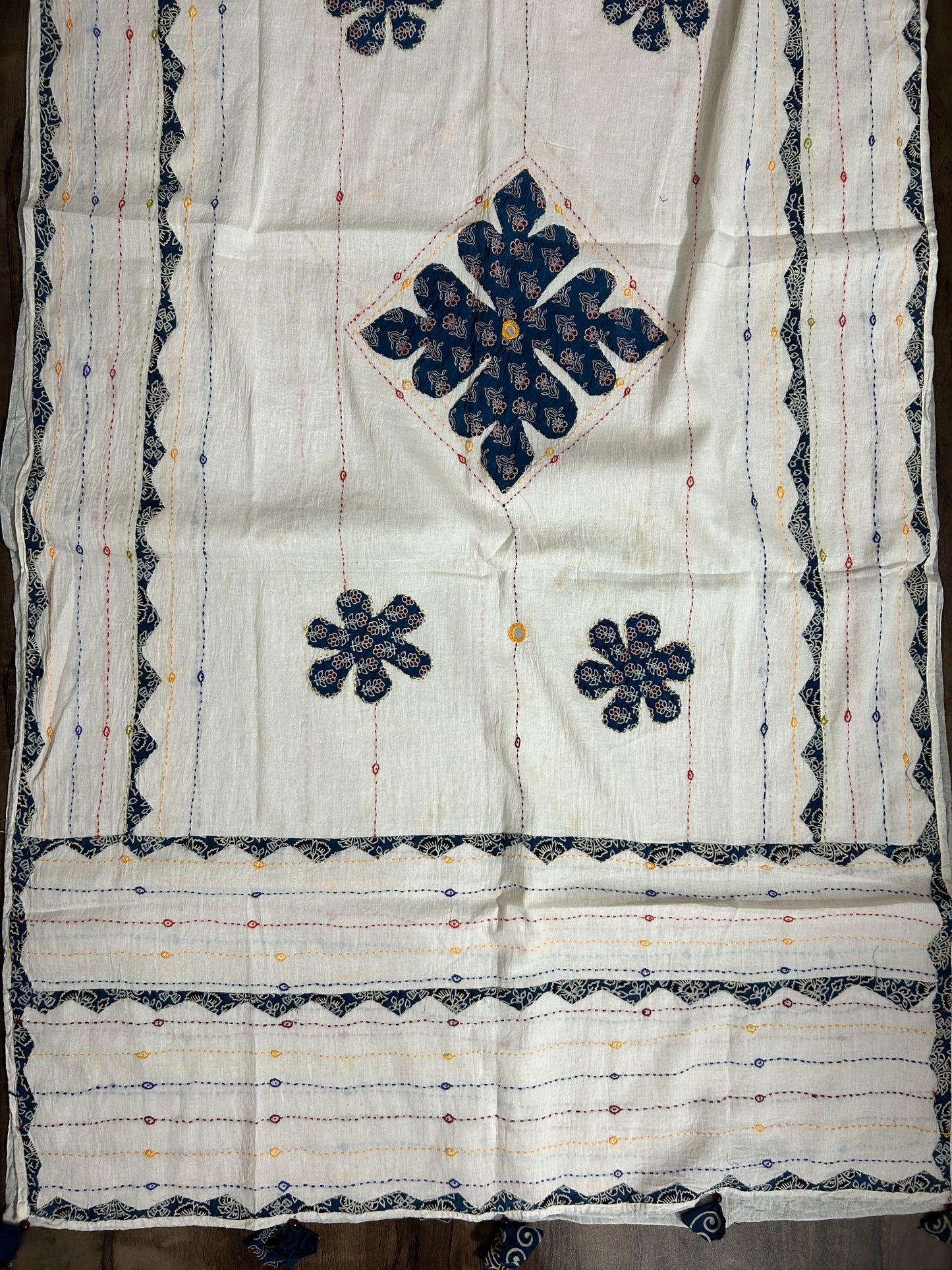 Appliqué Work and Mirror Work Cotton Dupatta