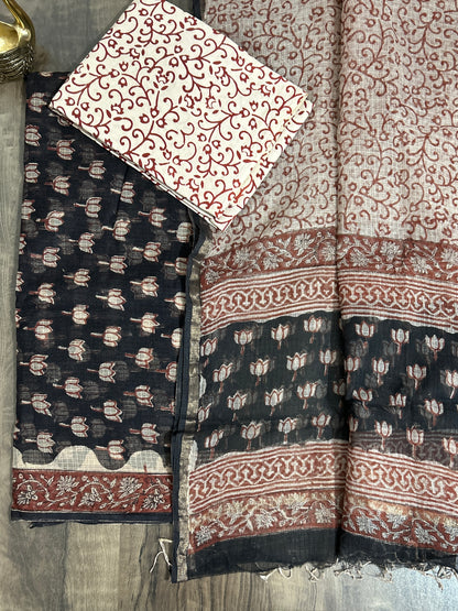 Hand Block Print Kota Cotton Dress Material